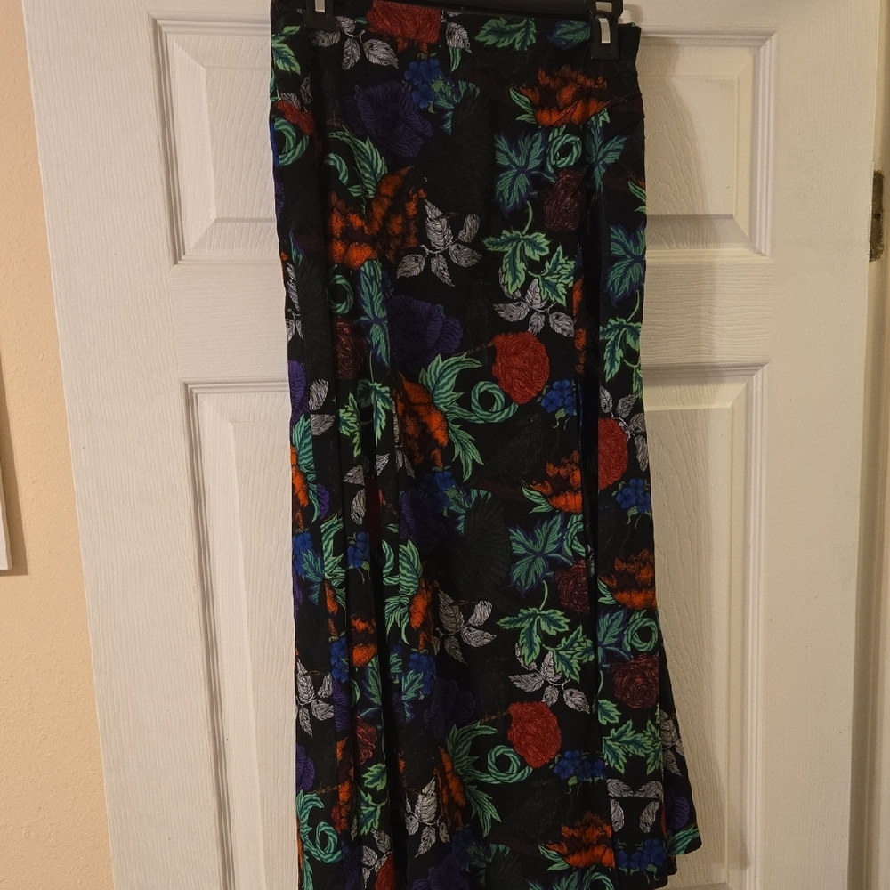 Topshop Black Floral Maxi Skirt